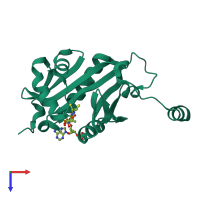PDB entry 5hh0 coloured by chain, top view.