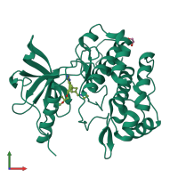 PDB entry 5hhw coloured by chain, front view.