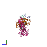 PDB entry 5hhx coloured by chain, side view.