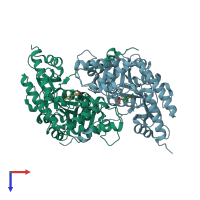 PDB entry 5hhy coloured by chain, top view.