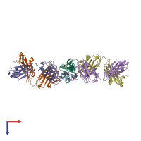 PDB entry 5hi4 coloured by chain, top view.