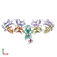 PDB entry 5hi5 coloured by chain, front view.