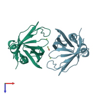 PDB entry 5hi8 coloured by chain, top view.