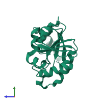 PDB entry 5hih coloured by chain, side view.