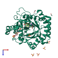 PDB entry 5hin coloured by chain, top view.