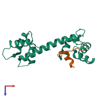 PDB entry 5hit coloured by chain, top view.