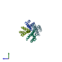 PDB entry 5hj8 coloured by chain, side view.
