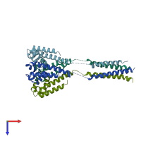 PDB entry 5hj8 coloured by chain, top view.
