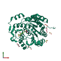 PDB entry 5hj9 coloured by chain, front view.