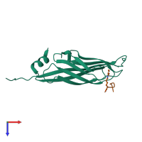 Hetero dimeric assembly 1 of PDB entry 5hjb coloured by chemically distinct molecules, top view.