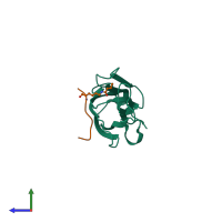 PDB entry 5hjb coloured by chain, side view.