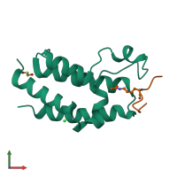 PDB entry 5hjc coloured by chain, front view.