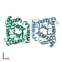 PDB entry 5hjl coloured by chain, front view.
