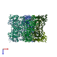 PDB entry 5hjx coloured by chain, top view.
