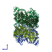 PDB entry 5hjy coloured by chain, side view.