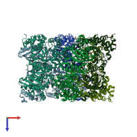 PDB entry 5hjy coloured by chain, top view.
