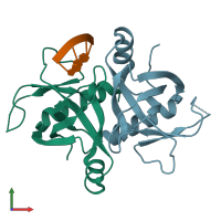 PDB entry 5hjz coloured by chain, front view.