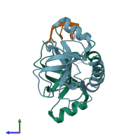 PDB entry 5hjz coloured by chain, side view.
