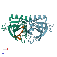 PDB entry 5hjz coloured by chain, top view.