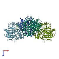 PDB entry 5hka coloured by chain, top view.