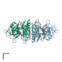 PDB entry 5hke coloured by chain, top view.