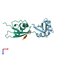 PDB entry 5hkh coloured by chain, top view.