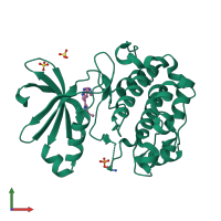 PDB entry 5hkm coloured by chain, front view.