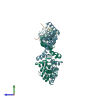 PDB entry 5hkp coloured by chain, side view.