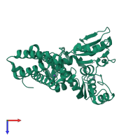 PDB entry 5hkx coloured by chain, top view.