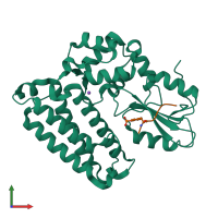 PDB entry 5hl0 coloured by chain, front view.