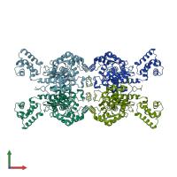 PDB entry 5hl1 coloured by chain, front view.