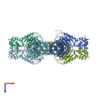 PDB entry 5hl1 coloured by chain, top view.