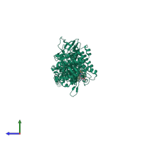 PDB entry 5hlb coloured by chain, side view.