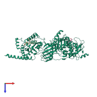 PDB entry 5hlb coloured by chain, top view.