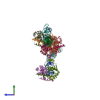 PDB entry 5hlh coloured by chain, side view.