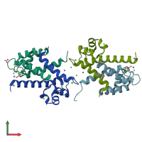 PDB entry 5hlo coloured by chain, front view.