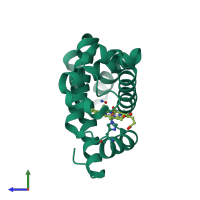 PDB entry 5hlu coloured by chain, side view.