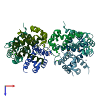 PDB entry 5hlv coloured by chain, top view.