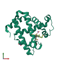 PDB entry 5hlx coloured by chain, front view.