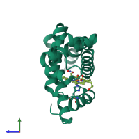PDB entry 5hlx coloured by chain, side view.