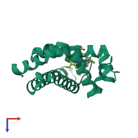 PDB entry 5hlx coloured by chain, top view.