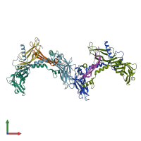 PDB entry 5hlz coloured by chain, front view.