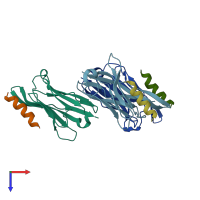 PDB entry 5hm1 coloured by chain, top view.