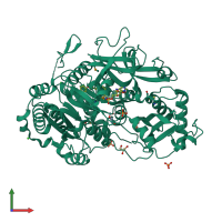 PDB entry 5hm3 coloured by chain, front view.