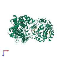 PDB entry 5hmw coloured by chain, top view.