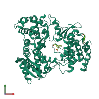 PDB entry 5hmx coloured by chain, front view.