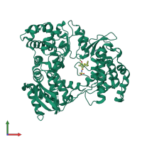 PDB entry 5hmz coloured by chain, front view.