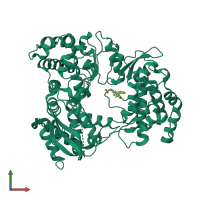 PDB entry 5hn0 coloured by chain, front view.