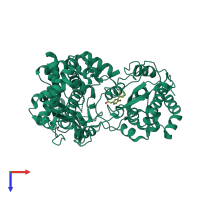 PDB entry 5hn0 coloured by chain, top view.