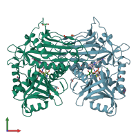 PDB entry 5hne coloured by chain, front view.